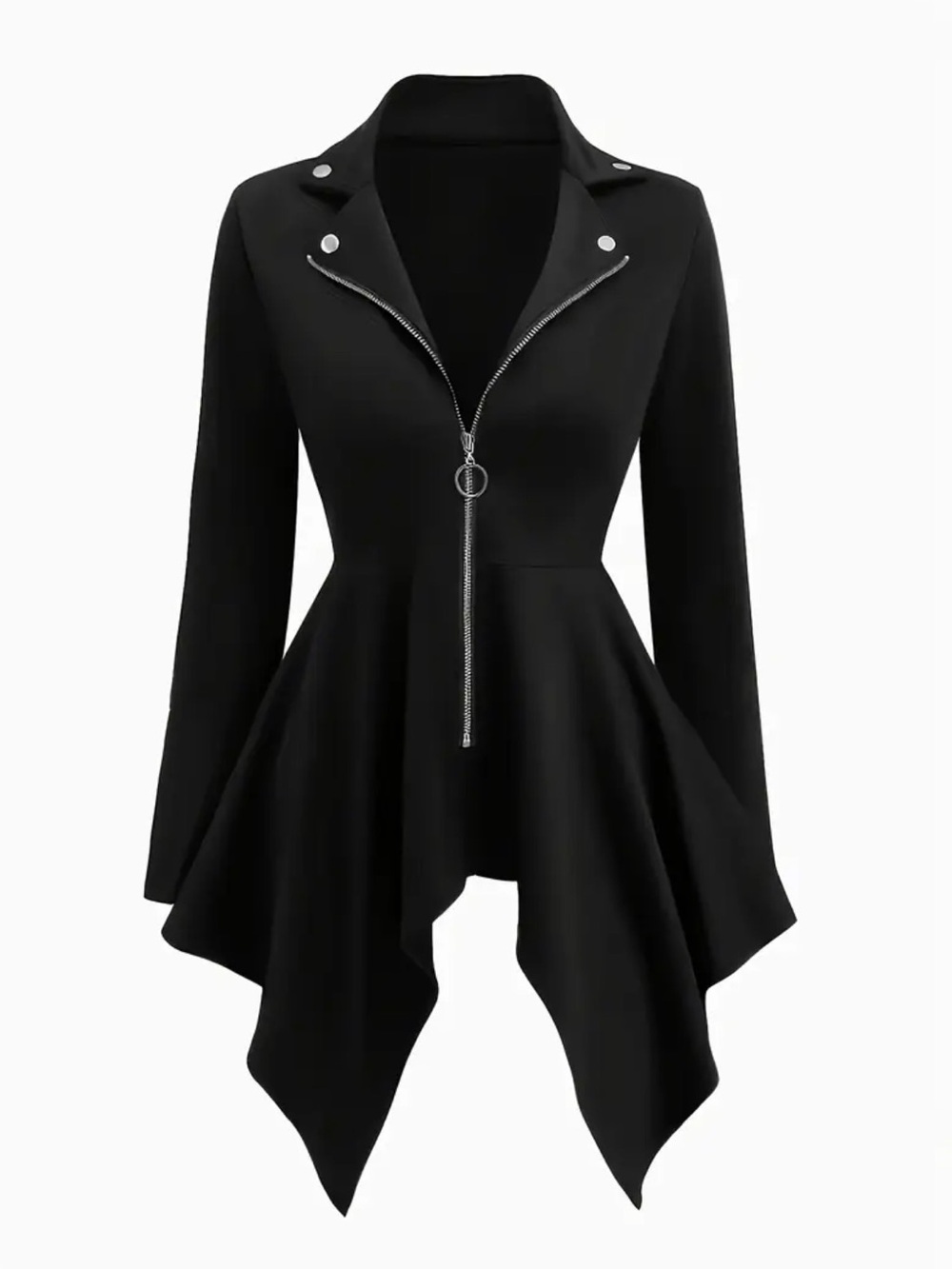 Black XL Asymmetric Zip-Front Women's Dress Jacket NEW